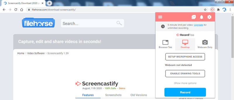 Снимок экрана Screencastify