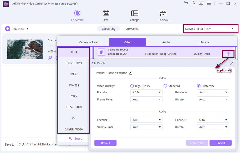 Choose Desire Output Format