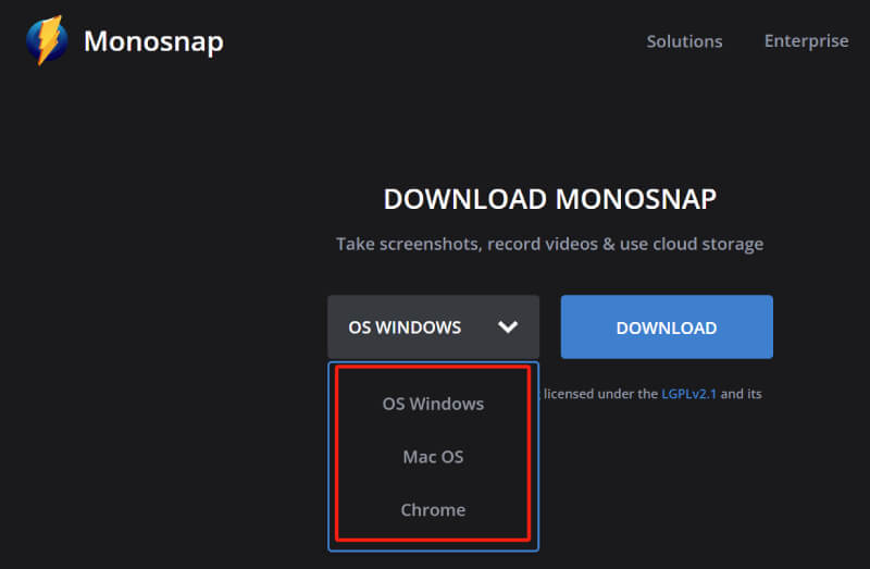 Monosnap アプリケーションをダウンロード