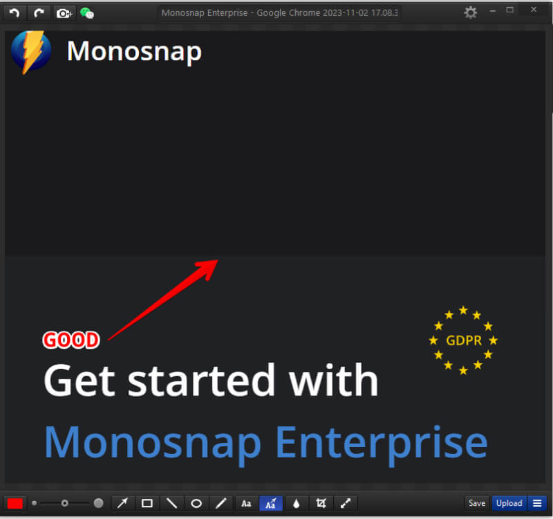 Bewerk en bewaar screenshot Monosnap