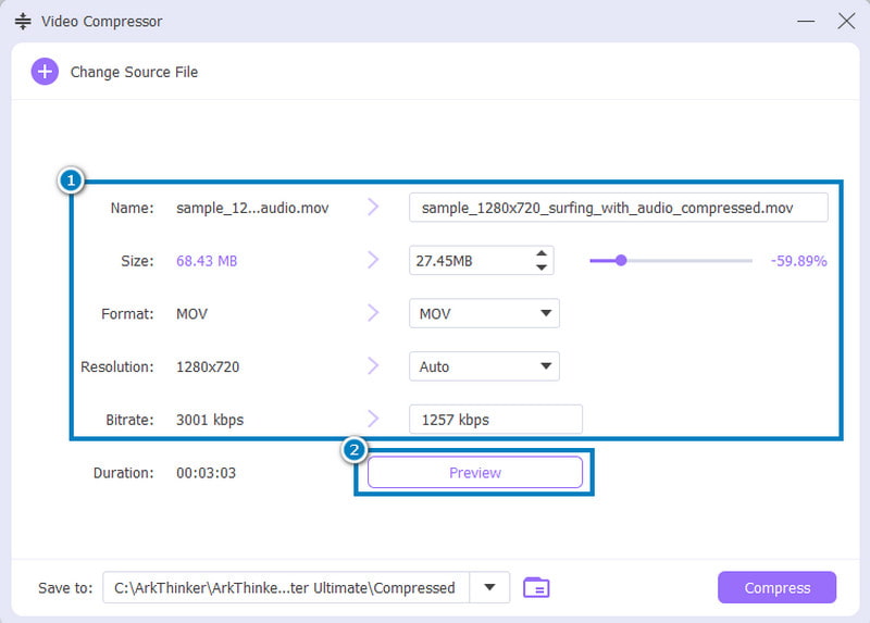 Edit Video Settings and Preview