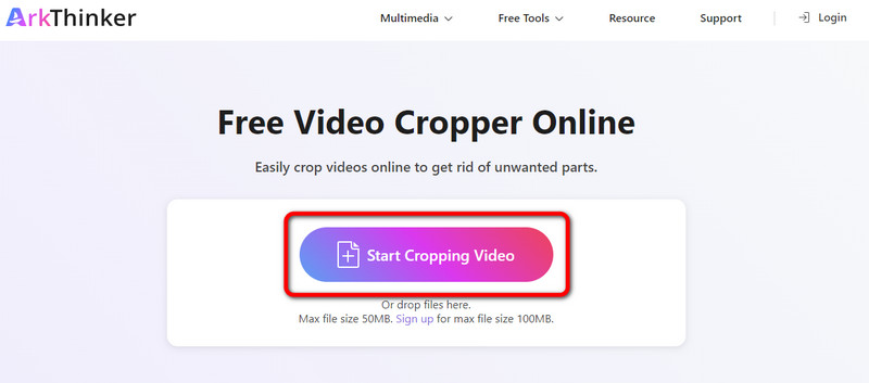 Start Cropping Video Option
