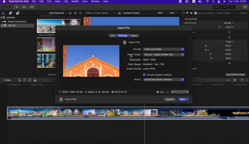 Videó exportálása a Final Cut Pro segítségével