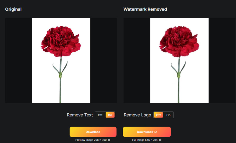 Remover marca d’água de imagem em WatermarkRemover.io