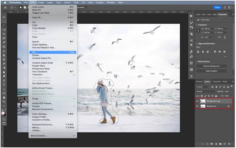 Remplissez Photoshop en fonction du contenu