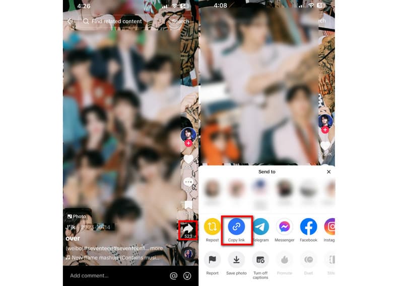 Kopioi TikTok Photos -linkki