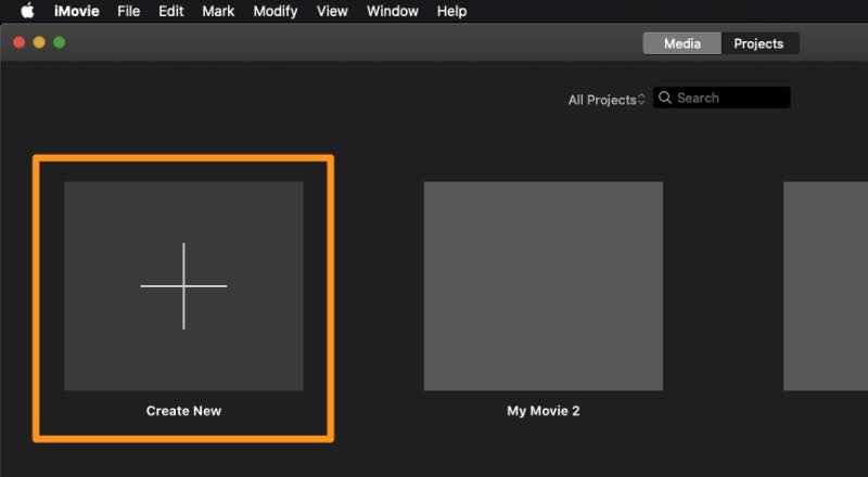 iMovie Create New