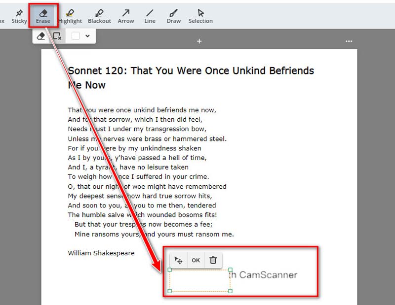 Fjern Camscanner Watermark fra PDF i PDFiller