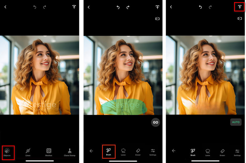 Eliminar la marca de agua de Prestige Portraits en la aplicación TouchRetouch