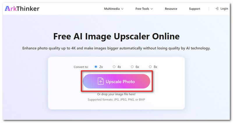 Αποκτήστε πρόσβαση στο Arkthinker Image Upscaler