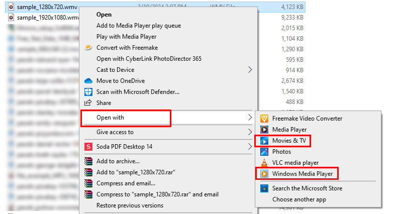 Open WMV Using Default Player