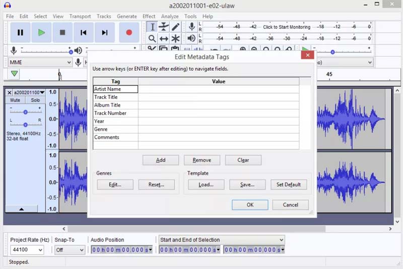 Audacity WAV til MP3-innstillinger