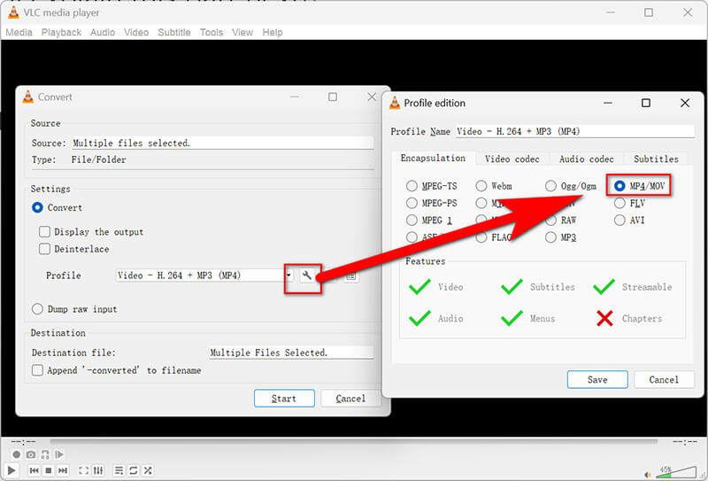 إخراج VLC MOV