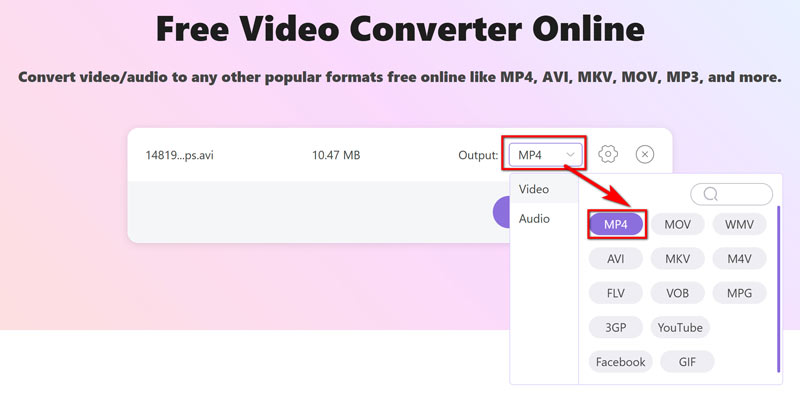 Select MP4 Output Arkthinker Online