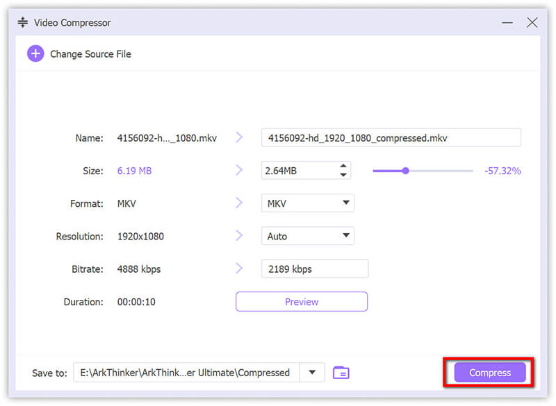 Start Compress Mkv