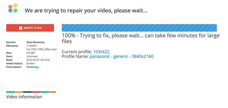 在 Fixvideo 中分析損壞的 MP4