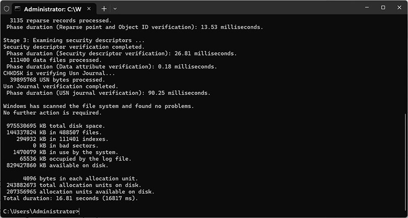 Chkdsk Chck SD-Karte