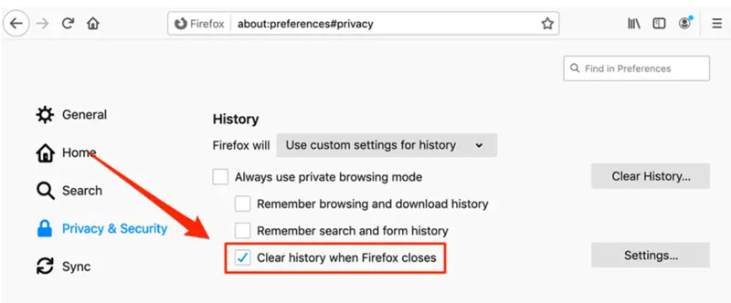 Очистить кэш Firefox