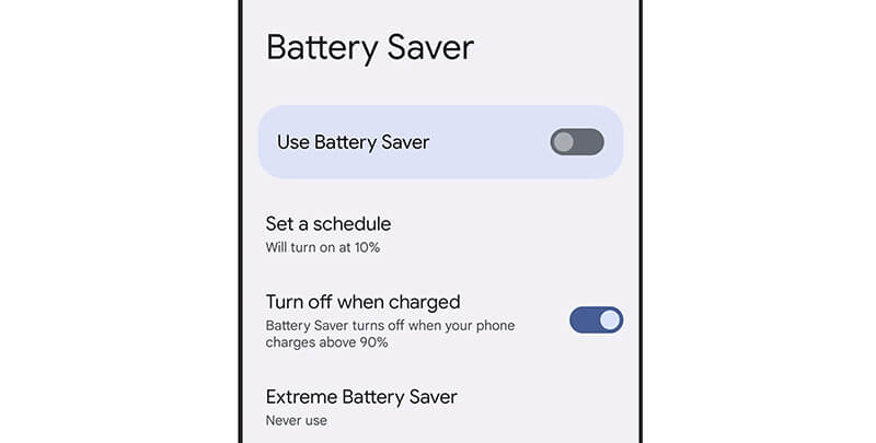 Batterijbesparende modus uitschakelen