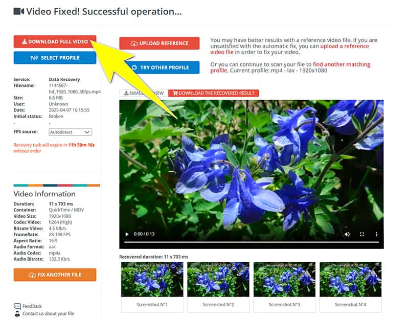 在 Fixvideo 中下載修復的 MP4