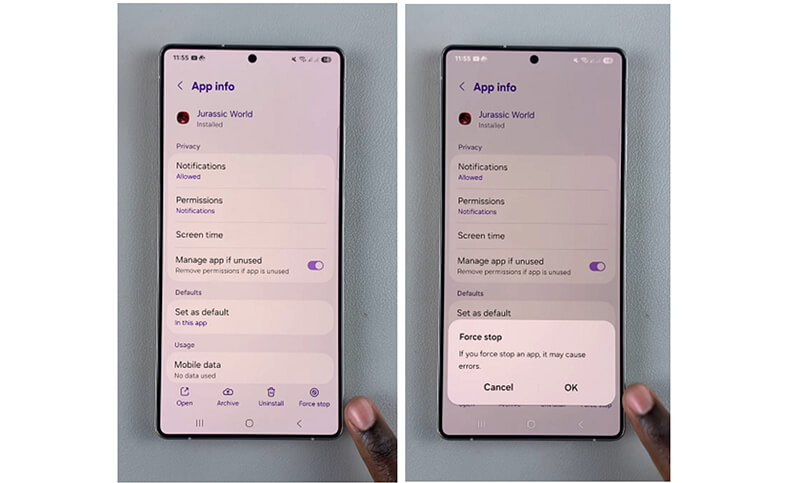 Forceer herstart camera op Samsung