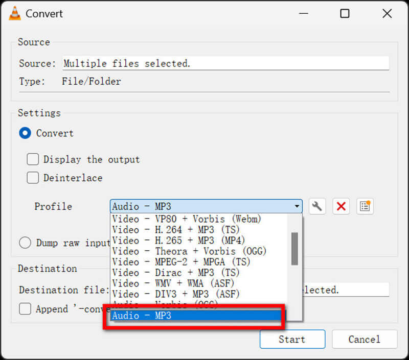 Seleccionar salida MP3 en VLC
